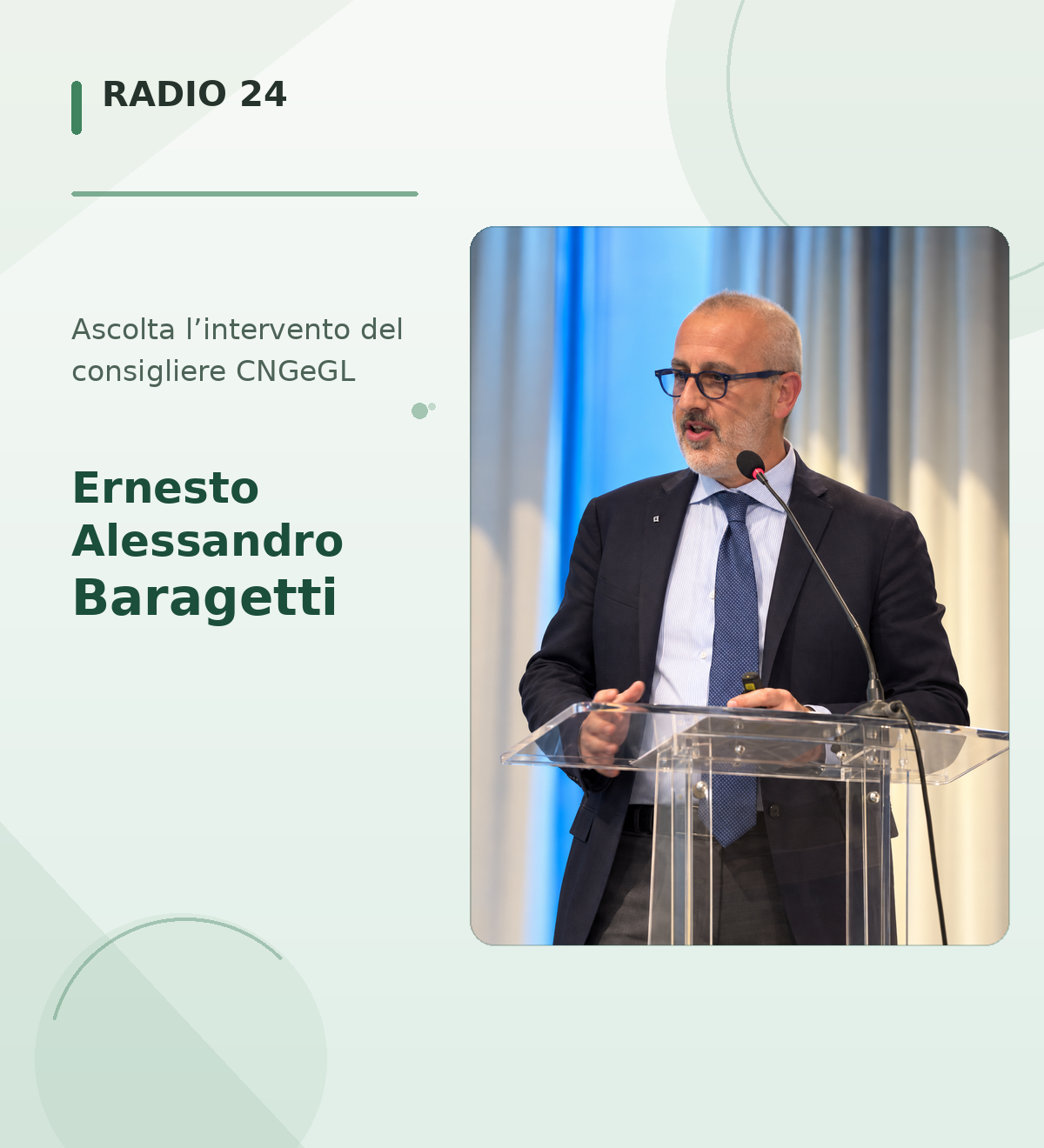 Compliance catastale, il consigliere CNGeGL Ernesto Alessandro Baragetti a Radio 24