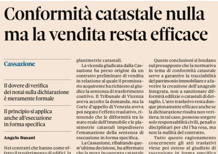 Cassazione e compravendite: la conformità catastale garantisce la validità dell’atto